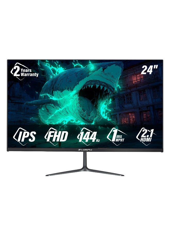SHARX Bite 24 Inch FHD Gaming Monitor, 144Hz Refresh Rate, 1ms MPRT IPS Panel, HDR10, FreeSync & G-Sync Compatible, HDMI 2.1 & DisplayPort 1.2, VESA Mount, 2W Built in Speakers - Image 1